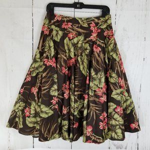 Jones New York A-Line Skirt Sz 4 Brown Red Floral